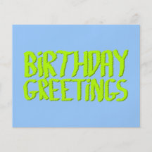 Salutations d'anniversaire. Vert et bleu. Coutume Prospectus Avec Motif