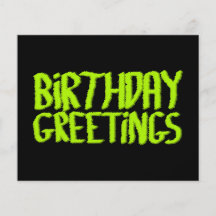Salutations d'anniversaire. Vert et noir. Coutume Prospectus Personnalisés