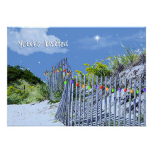 Salutations de barrière de plage et de Noël de dun Cartons D'invitation