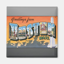 Salutations de Massachusetts de Boston, cru Aimant Pour Réfrigérateur