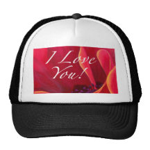Salutations rouges d'amour de fleur de pavot casquettes de camionneur