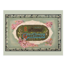 Salutations vintages d'anniversaire cartes postales