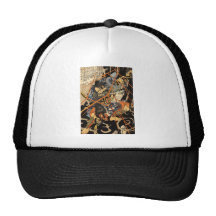 Samouraïs combattant le grand monstre, circa 1800' casquette