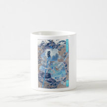 Samouraïs surfant sur les dos des crabes C. 1800's Tasse