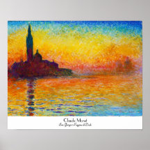 San Giorgio Maggiore au crépuscule Claude Monet Affiche