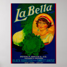 San Jose, étiquette végétal de CaliforniaLa Bella Affiches
