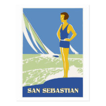 San Sebastian, voyage d'art de vecteur rétro Carte Postale