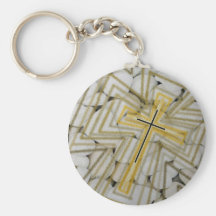 Sand Cross on Pebbles. Keychain
