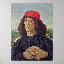 Sandro Botticelli - homme avec la médaille de Cosi Posters