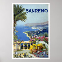 "Sanremo, affiche vintage de voyage de l'Italie"