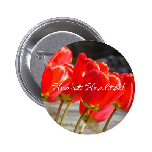 Santé de coeur ! la tulipe rouge de boutons fleuri badges avec agrafe
