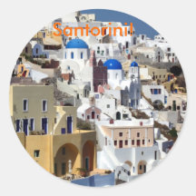 Santorini, Grèce Autocollant Rond