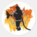 Sapeur-pompier dans l'autocollant de flammes