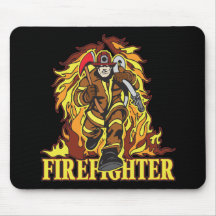 Sapeur-pompier de flammes de faire rage tapis de souris