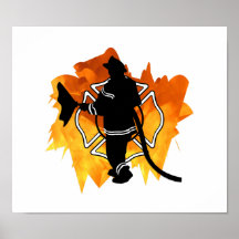 Sapeur-pompier EN flammes Affiche