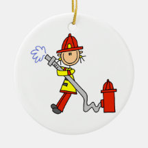 Sapeur-pompier féminin avec le T-shirts et les cad Décoration De Noël