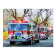 Sapeurs-pompiers - ligne des pompes à incendie dan carte postale