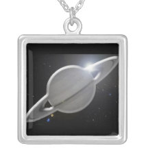 Saturne argenté pendentif