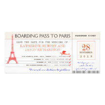 sauvez la carte d'embarquement de date à Paris Fra Invitations Personnalisables