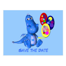 Sauvez la carte postale bleue de ballons de dragon