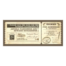 sauvez la conception vintage de billets de date invitations personnalisées