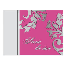 Sauvez l'argent rose fuchsia de carte postale de m