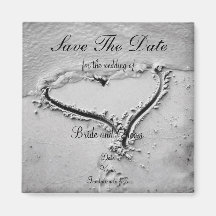 Sauvez le coeur de plage de date magnets
