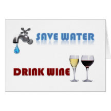 Sauvez l'eau, vin de boissons carte de vœux