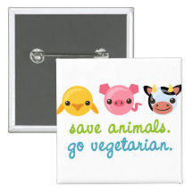 Sauvez les animaux vont végétarien badge avec épingle