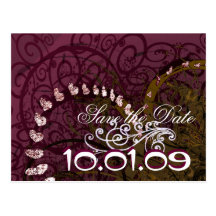 Sauvez les coeurs mauve-foncé de date - cartes postales