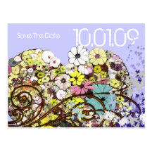 Sauvez les fleurs et le feuille de date cartes postales