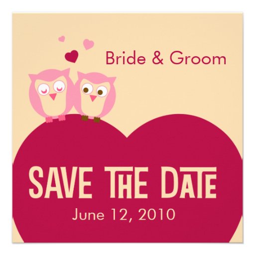 Sauvez les hiboux de la date 2 sur un coeur invitations