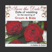 Sauvez les roses rouges de date magnets