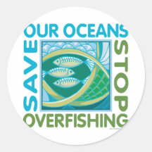 Sauvez nos océans - arrêtez les pêches excessives autocollants