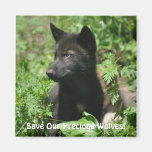 SAUVEZ NOTRE chiot de loup de noir de faune de LOU Magnets Pour Réfrigérateur