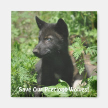 SAUVEZ NOTRE chiot de loup de noir de faune de LOU Magnets Pour Réfrigérateur