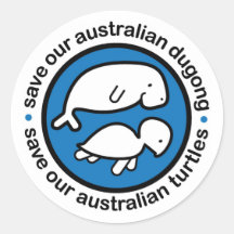 Sauvez notre dugong et tortues autocollant rond