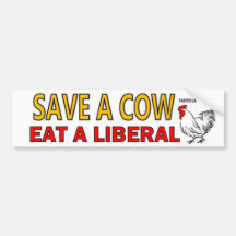 Sauvez une vache, mangez un libéral autocollants pour voiture