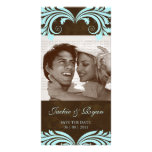 Save the Date Photo Card Antique Rose Brown Blue