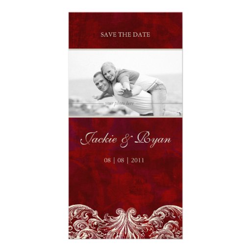 Save the Date Photo Card Template Red Rose Garden