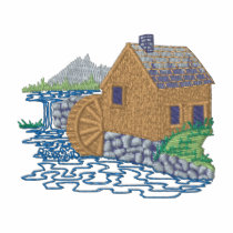 Scène de moulin à eau polos brodés