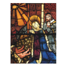 Scène de nativité en verre souillé de cru ; La Ren Carte Postale
