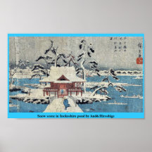 Scène de neige dans l'étang d'Inokashira par Andō, Affiche