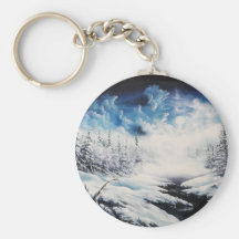 Scène de neige de lune d'hiver sur les produits pe porte-clé