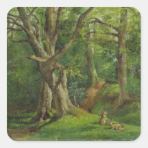 Scène de région boisée avec des lapins, 1862 (huil adhésif