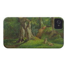 Scène de région boisée avec des lapins, 1862 (huil coque Case-Mate iPhone 4