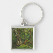Scène de région boisée avec des lapins, 1862 (huil porte-clefs