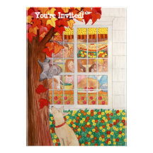 Scène de repas de famille de bon thanksgiving invitations personnalisées