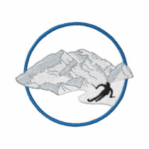 Scène de ski de montagne polos brodés