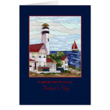 Scène extérieure de phare nautique - fête des père carte de vœux